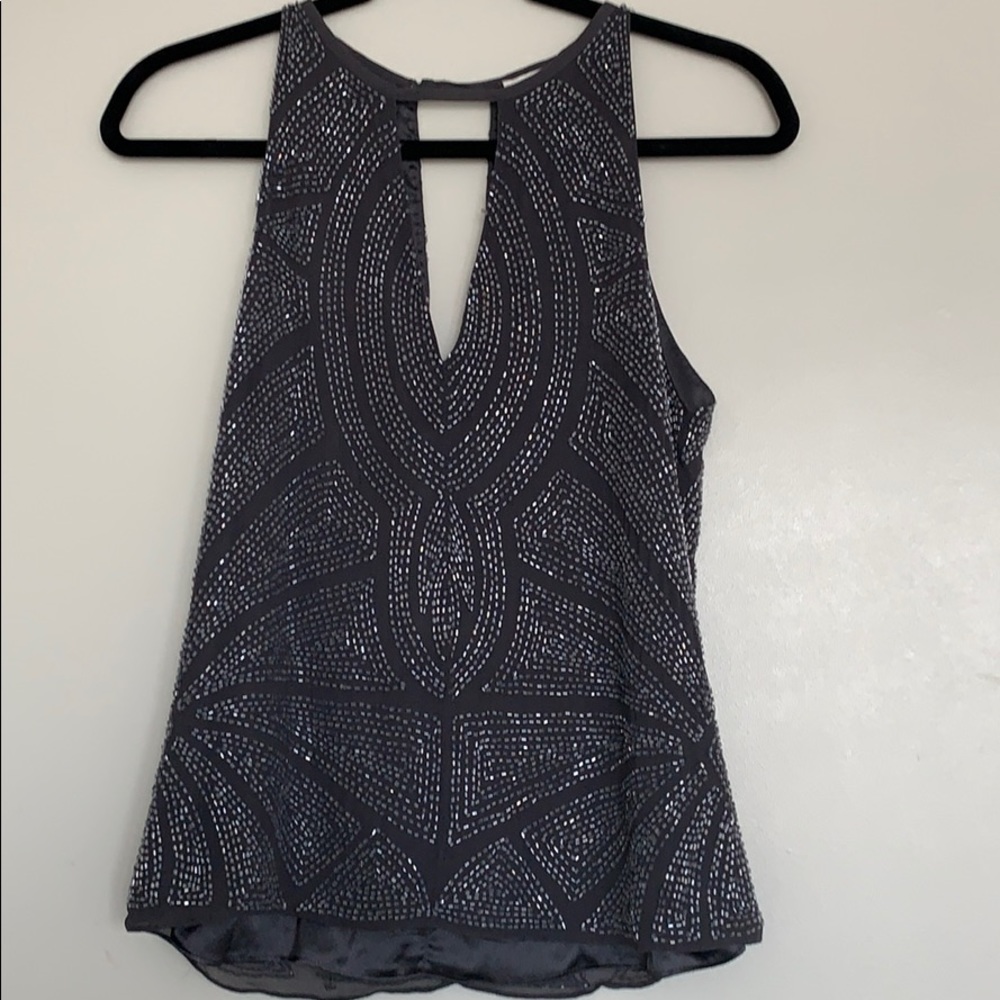 Parker Beaded Grey and Silver Top